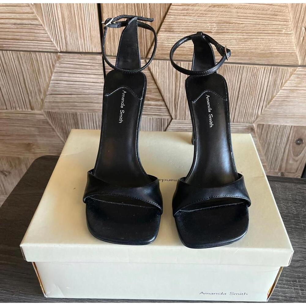 Amanda Smith Open Toe Black High Heel Sandal Ankle Strap Size 6M Party - Picture 3 of 4